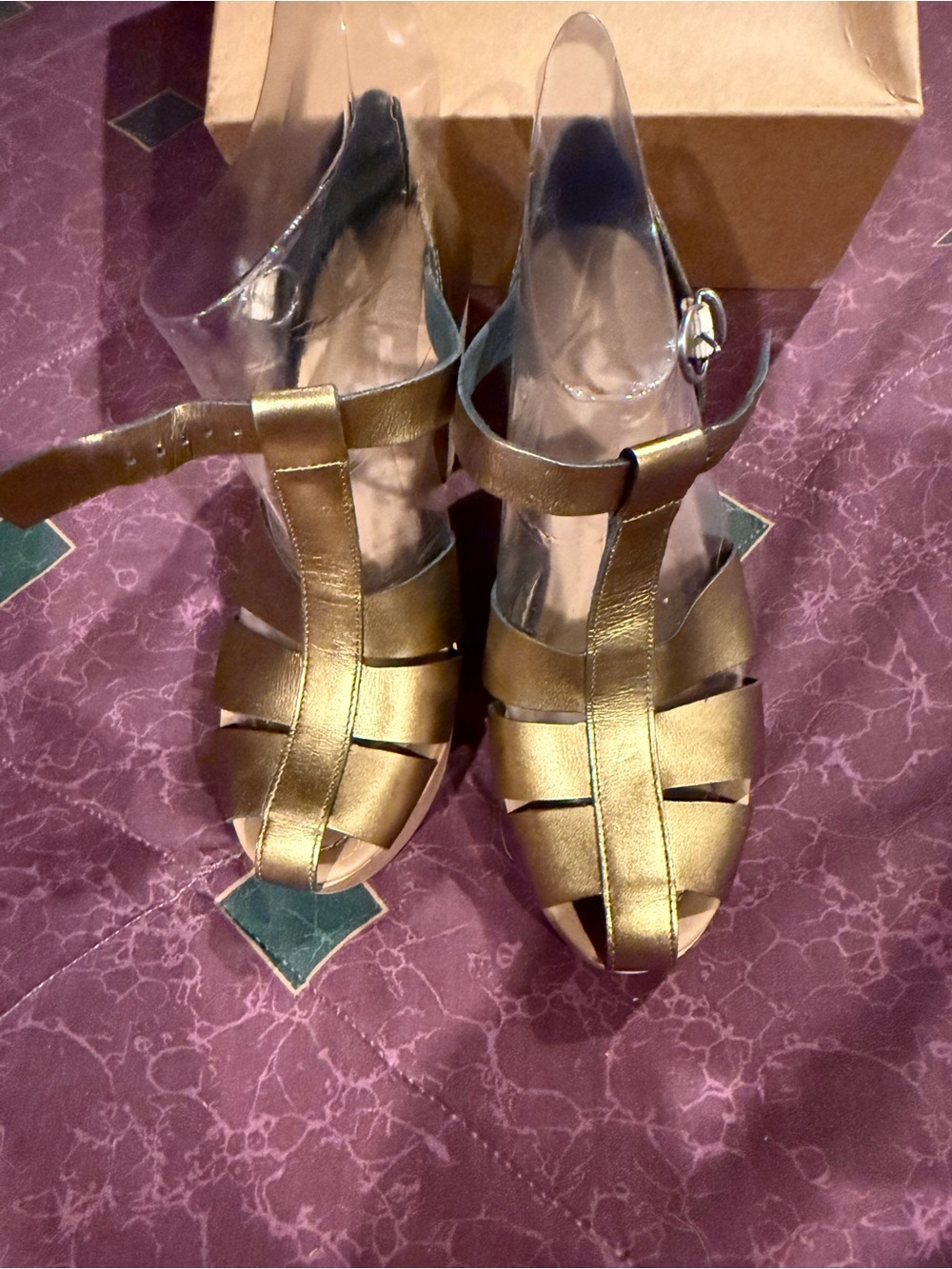 Madewell Metallic Gold T-Strap Sandals